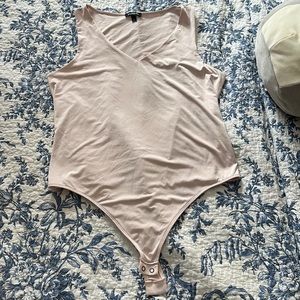 Express Body Contour Compression V Neck Thong Bodysuit Silky XL Peach